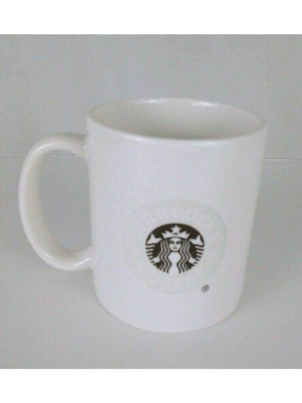2004 Starbucks White Coffee Cup With Black Mermaid Logo & White Outer Ring